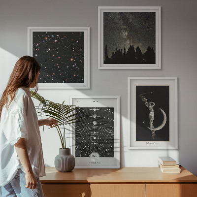 Conjunto de 4 quadros com moldura Galáxia do sistema solar