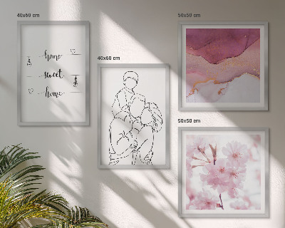 Conjunto de 4 quadros com moldura Família de flores minimalista
