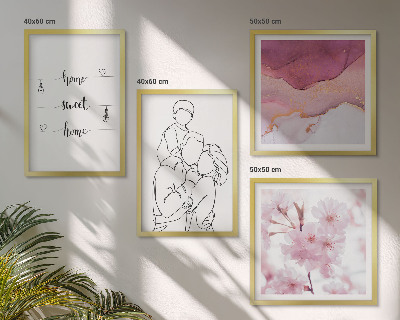 Conjunto de 4 quadros com moldura Família de flores minimalista