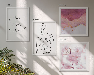 Conjunto de 4 quadros com moldura Família de flores minimalista