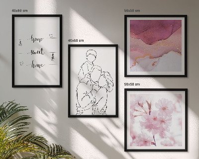 Conjunto de 4 quadros com moldura Família de flores minimalista
