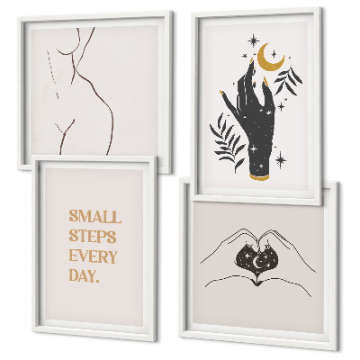 Composição de quadros Ilustrações minimalistas boho