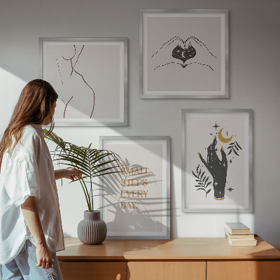 Composição de quadros Ilustrações minimalistas boho