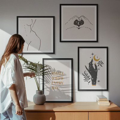 Composição de quadros Ilustrações minimalistas boho