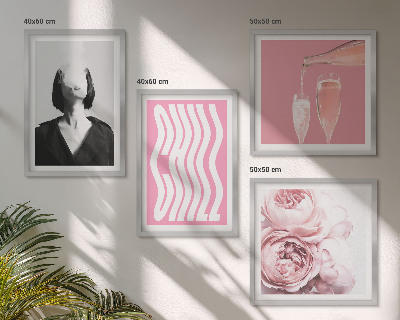 Conjunto de 4 quadros com moldura Retrato elegante com champanhe