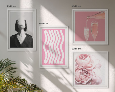 Conjunto de 4 quadros com moldura Retrato elegante com champanhe