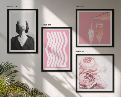 Conjunto de 4 quadros com moldura Retrato elegante com champanhe