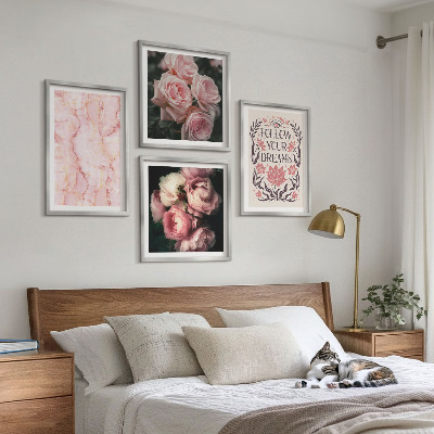 Políptico com moldura sonhos de mármore com rosas vintage