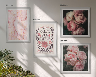 Políptico com moldura sonhos de mármore com rosas vintage