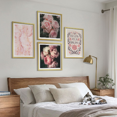 Políptico com moldura sonhos de mármore com rosas vintage