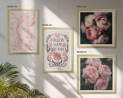 Políptico com moldura sonhos de mármore com rosas vintage