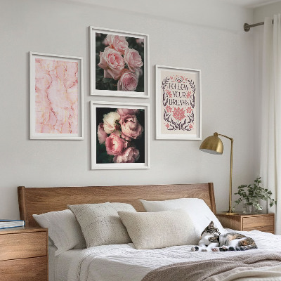 Políptico com moldura sonhos de mármore com rosas vintage
