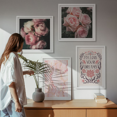 Políptico com moldura sonhos de mármore com rosas vintage