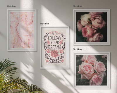 Políptico com moldura sonhos de mármore com rosas vintage