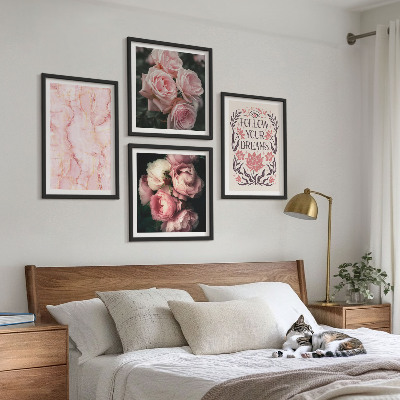 Políptico com moldura sonhos de mármore com rosas vintage
