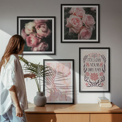Políptico com moldura sonhos de mármore com rosas vintage