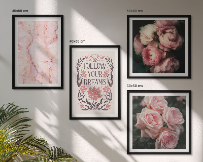 Políptico com moldura sonhos de mármore com rosas vintage