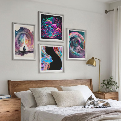 Composição de quadros Ilustrações coloridas de arte fantástica