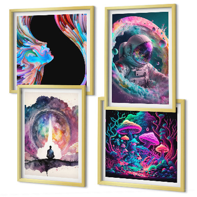 Composição de quadros Ilustrações coloridas de arte fantástica