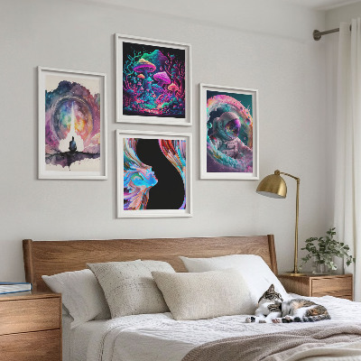 Composição de quadros Ilustrações coloridas de arte fantástica