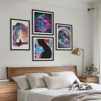 Composição de quadros Ilustrações coloridas de arte fantástica