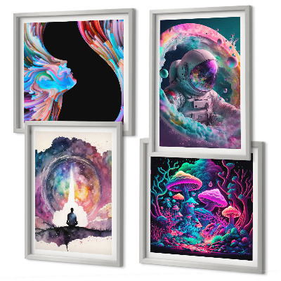 Composição de quadros Ilustrações coloridas de arte fantástica