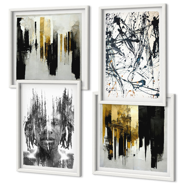 Composição de quadros Retratos abstratos contrastantes