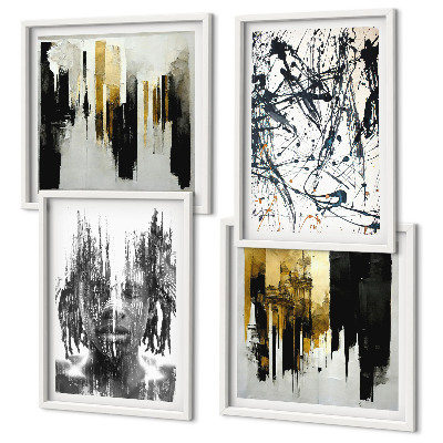 Composição de quadros Retratos abstratos contrastantes