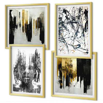 Composição de quadros Retratos abstratos contrastantes