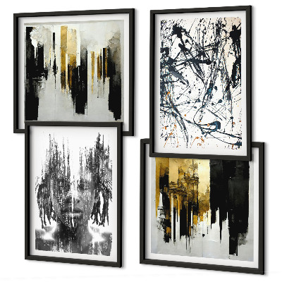 Composição de quadros Retratos abstratos contrastantes