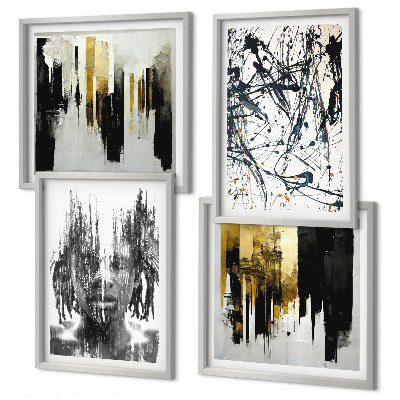 Composição de quadros Retratos abstratos contrastantes