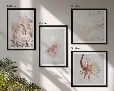 Políptico com moldura flores elegantes em tons de mármore