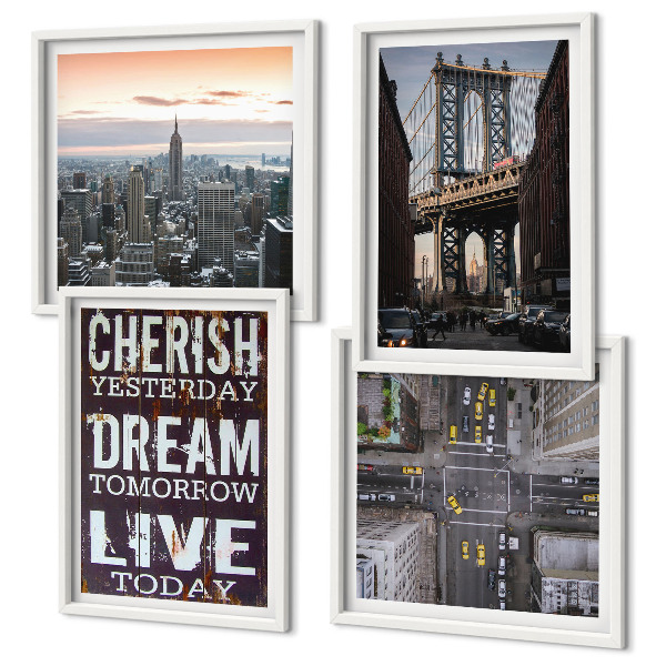 Composição de quadros citação sobre paisagens de Nova York