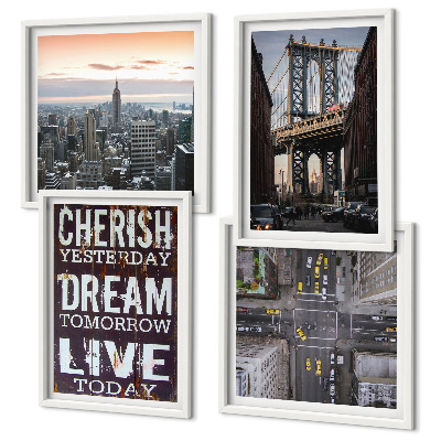 Composição de quadros citação sobre paisagens de Nova York