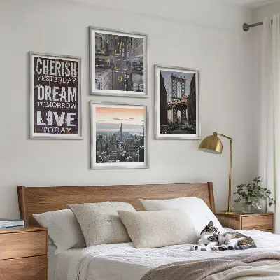Conjunto de quadros com citações sobre paisagens de Nova York