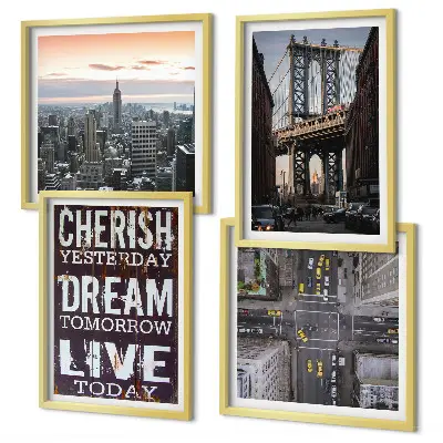 Conjunto de quadros com citações sobre paisagens de Nova York