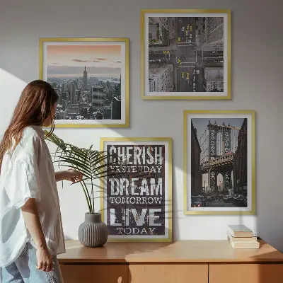 Conjunto de quadros com citações sobre paisagens de Nova York