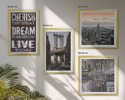 Conjunto de quadros com citações sobre paisagens de Nova York