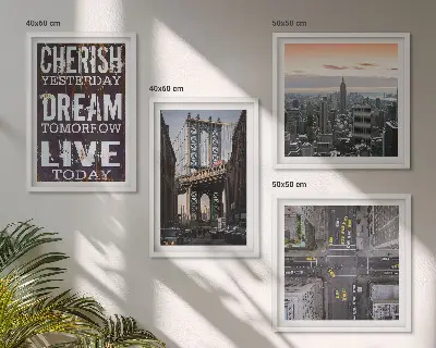 Conjunto de quadros com citações sobre paisagens de Nova York