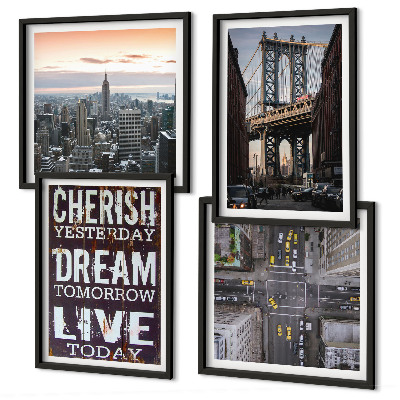 Composição de quadros citação sobre paisagens de Nova York