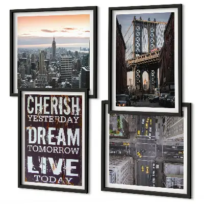 Conjunto de quadros com citações sobre paisagens de Nova York