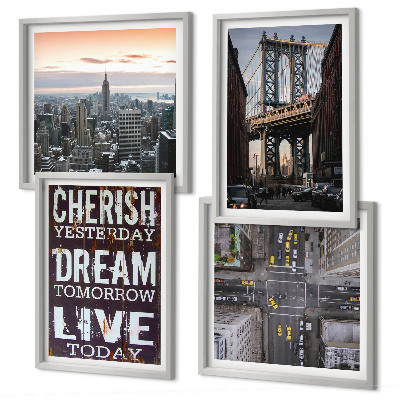 Composição de quadros citação sobre paisagens de Nova York