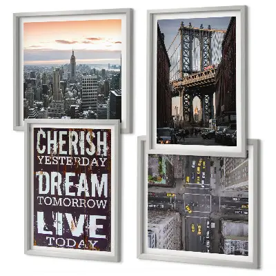 Conjunto de quadros com citações sobre paisagens de Nova York