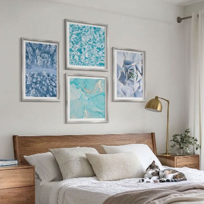 Políptico com moldura Flor Azul da Floresta de Inverno