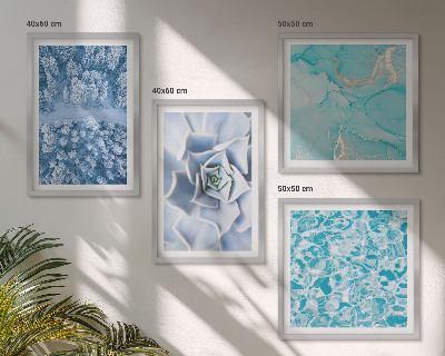 Políptico com moldura Flor Azul da Floresta de Inverno