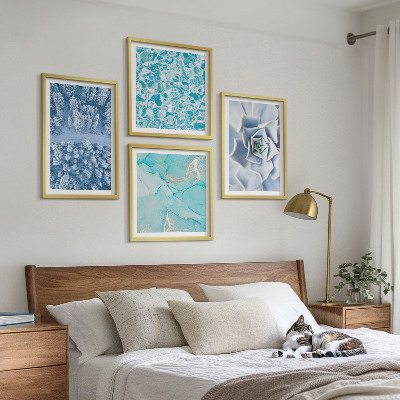 Políptico com moldura Flor Azul da Floresta de Inverno