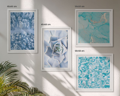 Políptico com moldura Flor Azul da Floresta de Inverno