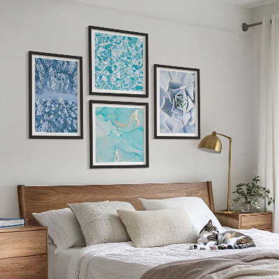 Políptico com moldura Flor Azul da Floresta de Inverno