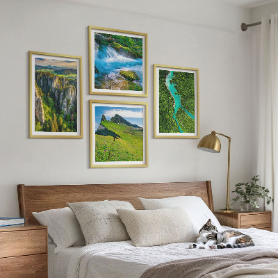 Composição de quadros rochas do rio das montanhas verdes