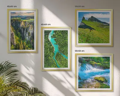 Composição de quadros rochas do rio em montanhas verdes